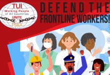 Announcement of TUI PS & A with subject D E F E N D T H E FRONTLINE WORKERS!