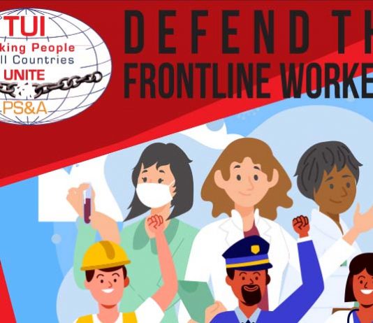 Announcement of TUI PS & A with subject D E F E N D T H E FRONTLINE WORKERS!