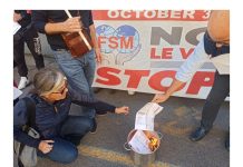 USB on the streets in 14 Italian squares for the WFTU international day of struggle