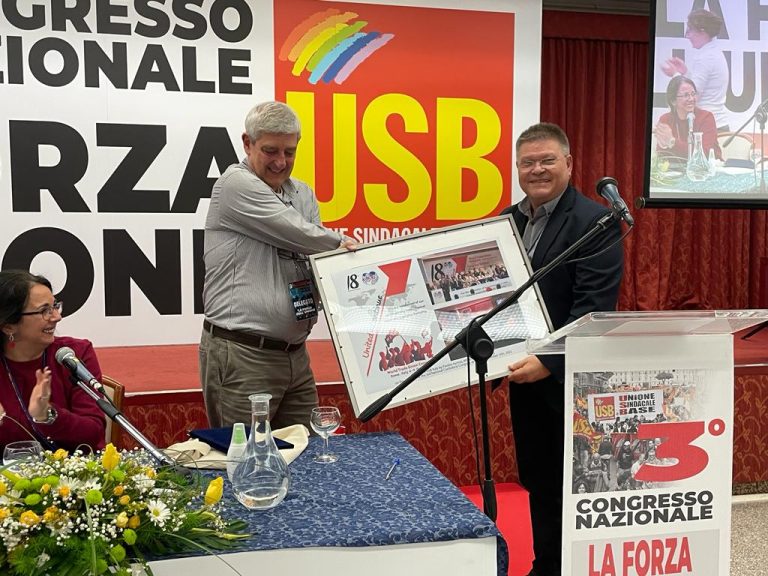 WFTU General Secretary Pambis Kyritsis addressed the 3rd National Congress of USB