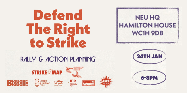 24 Jan – Defend the right to strike rally and action planning meeting
