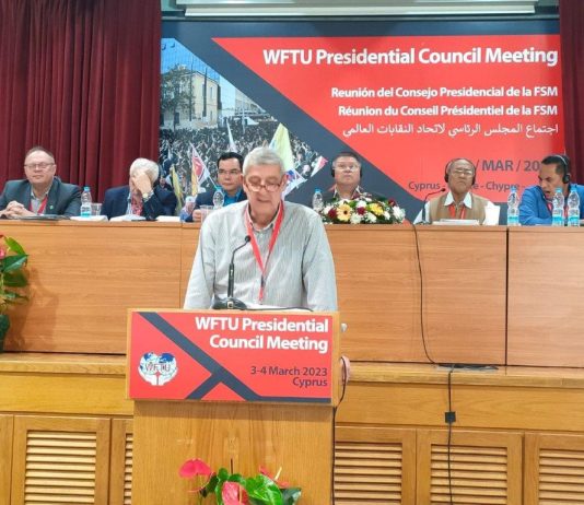 WFTU PRESIDENTIAL COUNCIL: Speech Comrade Pierpaolo Leonardi, WFTU European Office