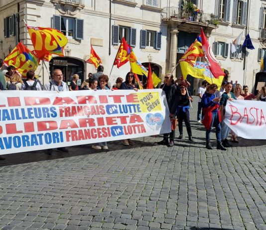 France, USB demonstrates in Rome, Turin, Milan, Bologna, Florence and Naples in solidarity with the French people’s struggle against Macron pensions reform