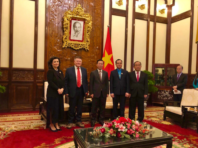 WFTU GS Pambis Kyritsis meeting with the President of Vietnam Mr. Vo Van Thuong