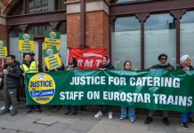 RMT strike of catering members of Rail Gourmet