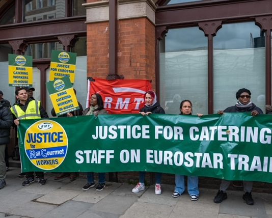 RMT strike of catering members of Rail Gourmet