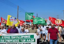 PEO participated in the anti-war protest outside the British bases in Akrotiri Cyprus, organized by the Cyprus Peace Council on Sunday, 29 September
