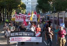 Austria: manifestation for peace, against NATO and imperialist wars, in Vienna