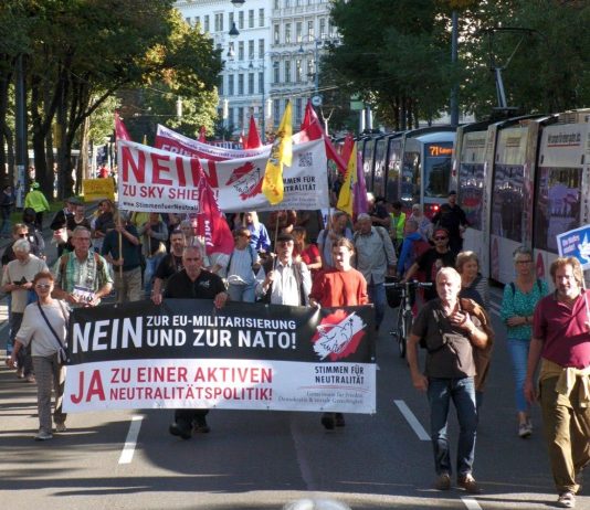 Austria: manifestation for peace, against NATO and imperialist wars, in Vienna