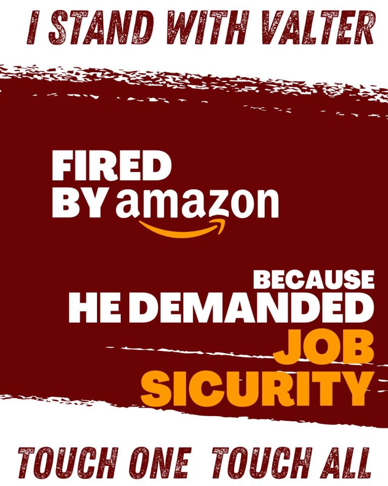 Demand safety at work? Amazon fires you. USB launches campaign: ‘I stand with Valter fired by Amazon because he asked for job security’