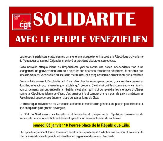 La CGT : Solidarite avec le Peuple Venezuelien!