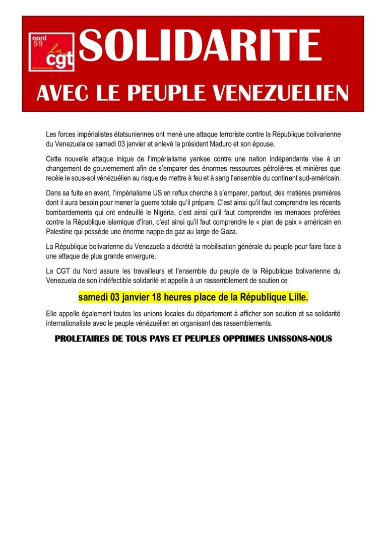 La CGT : Solidarite avec le Peuple Venezuelien!