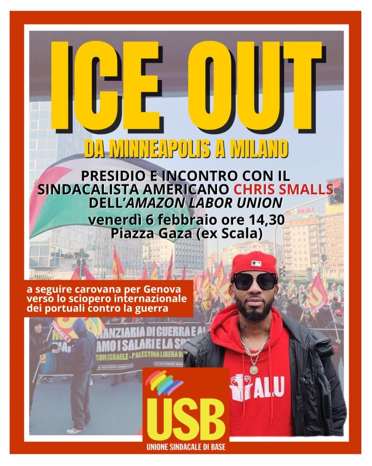 USB con lavoratori e lavoratrici statunitensi contro la repressione e le esecuzioni dell’ICE: Il 5 e 6 febbraio iniziative a Roma e Milano con Chris Smalls, sindacalista dell’Amazon Labour Union e attivista ICE OUT