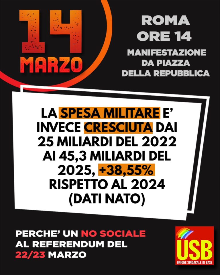 USB: National demonstration on the 14th March 2026 in Rome, Italy