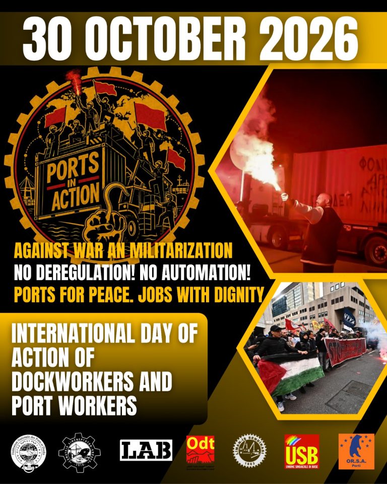 30 October 2026: International Day of Action of Dockworkers and Port Workers against war and militarization