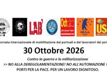 30 October 2026: International Day of Action of Dockworkers and Port Workers against war and militarization
