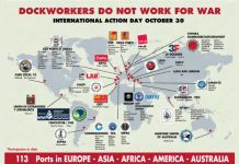 EUROF, the WFTU’s European Regional Office, welcomes the great international day of action against war and the arms traffic, which will see over 110 ports around the world participating on 30 October.