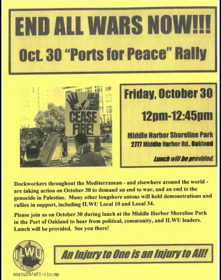 ILWU: International Longshore and Warehouse Union – Dockworkers to Strike for Peace on Oct. 30